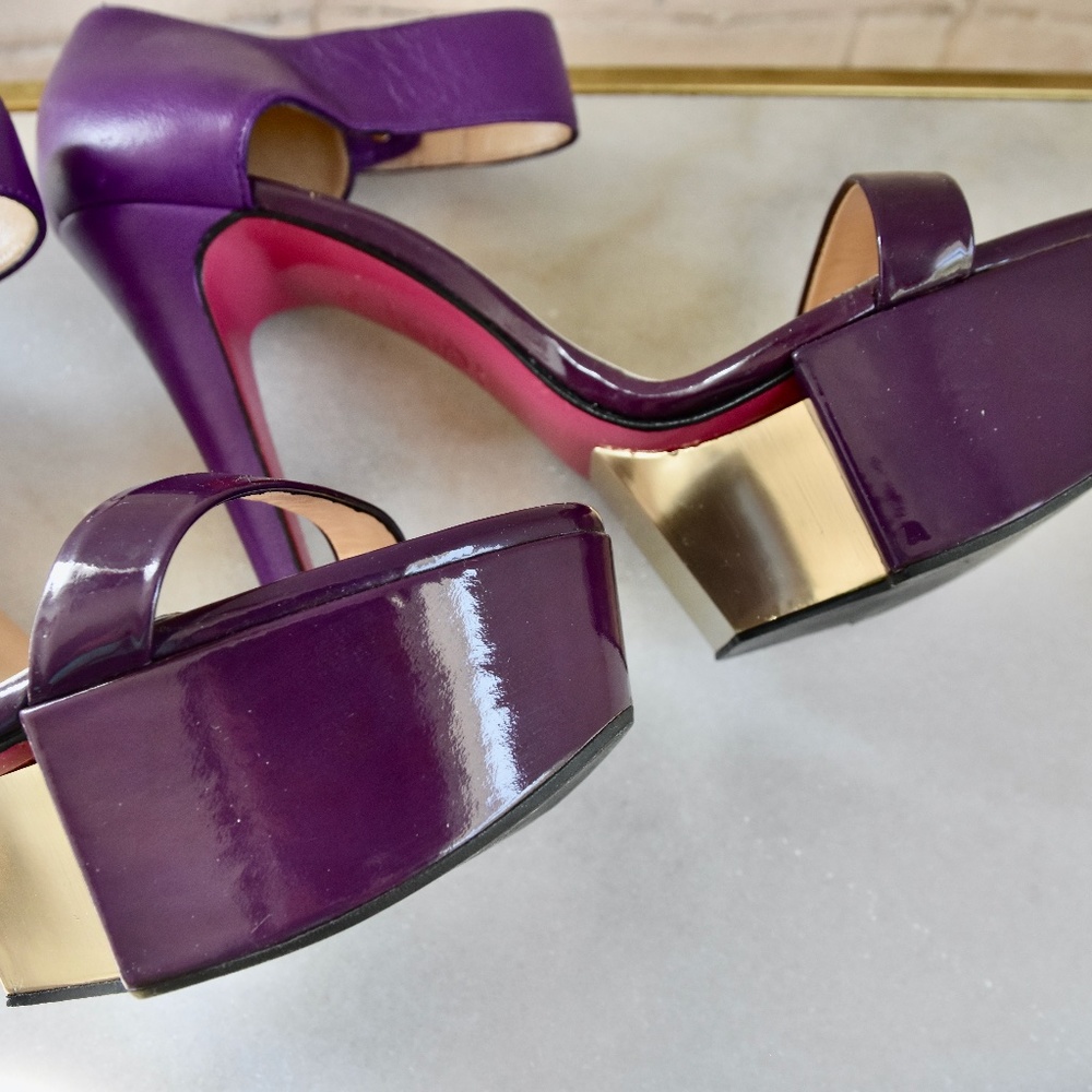 Versace Double Stacked Purple Platform Heels